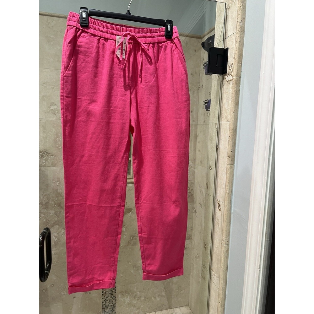 J. Crew Linen-Cotton Drawstring Ankle Pant Pink AW839 Size 4 NWT
